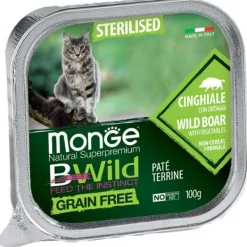 Monge - BWild Adult Paté Terrine Acciughe con Cinghiale con Ortaggi – Sterilised* Adult
